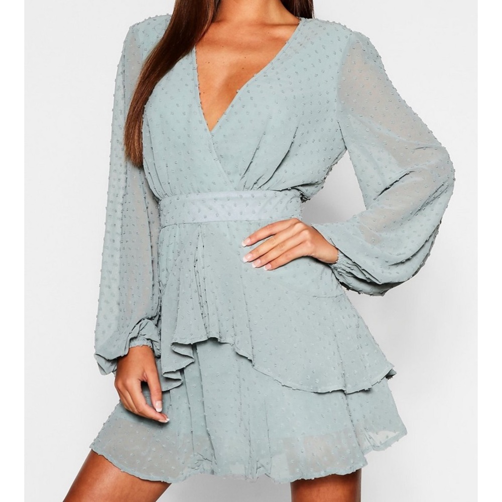 Boohoo mini dress in sage green